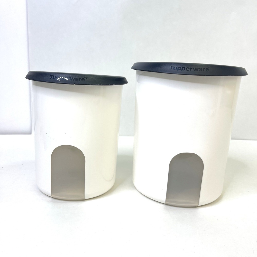 Tupperware One Touch Nesting Canisters W/Green Lids 2420D & 2422B Size A & B